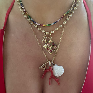 One of a Kind Coralie Mediterranean Coral Charm with Diamonds