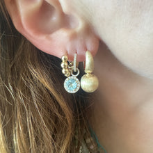Satin Gold Stationary Ball Drop Huggie Hoop Earrings