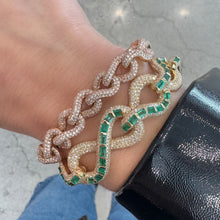 Diamond Pave & Emerald Baguette Infinity Bracelet