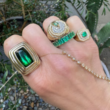 One of a Kind Sunbeam Cushion Emerald & Diamond Fluted Ring