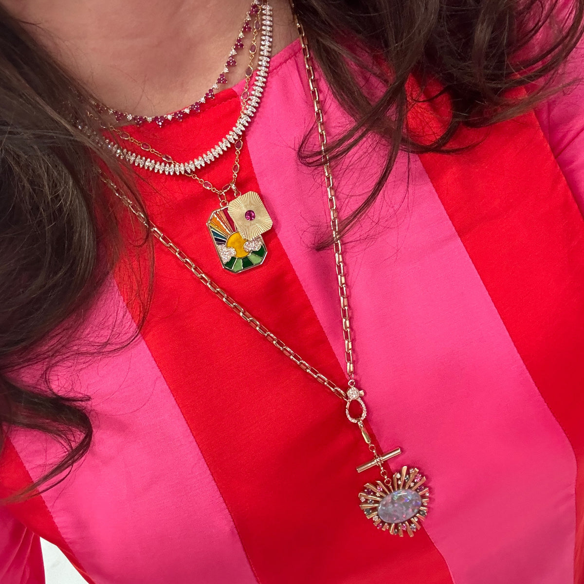 One of a Kind Serene Ruby Fluted Light Locket Charm