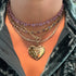 Pink Electroplated Round Georgian Set Amethyst Tennis Necklace