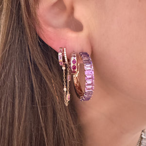 Pink & Purple Sapphire Ombre Eternity Hoop Earrings