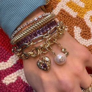 Pretty Pearl Charm with Diamond Star or Heart