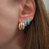Prong Set Turquoise Baguette Mini Huggie Hoop Earrings