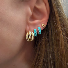 Prong Set Turquoise Baguette Mini Huggie Hoop Earrings