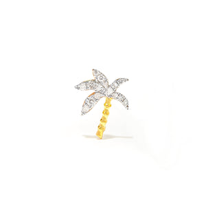 Diamond or Tsavorite Palm Tree Stud Earring