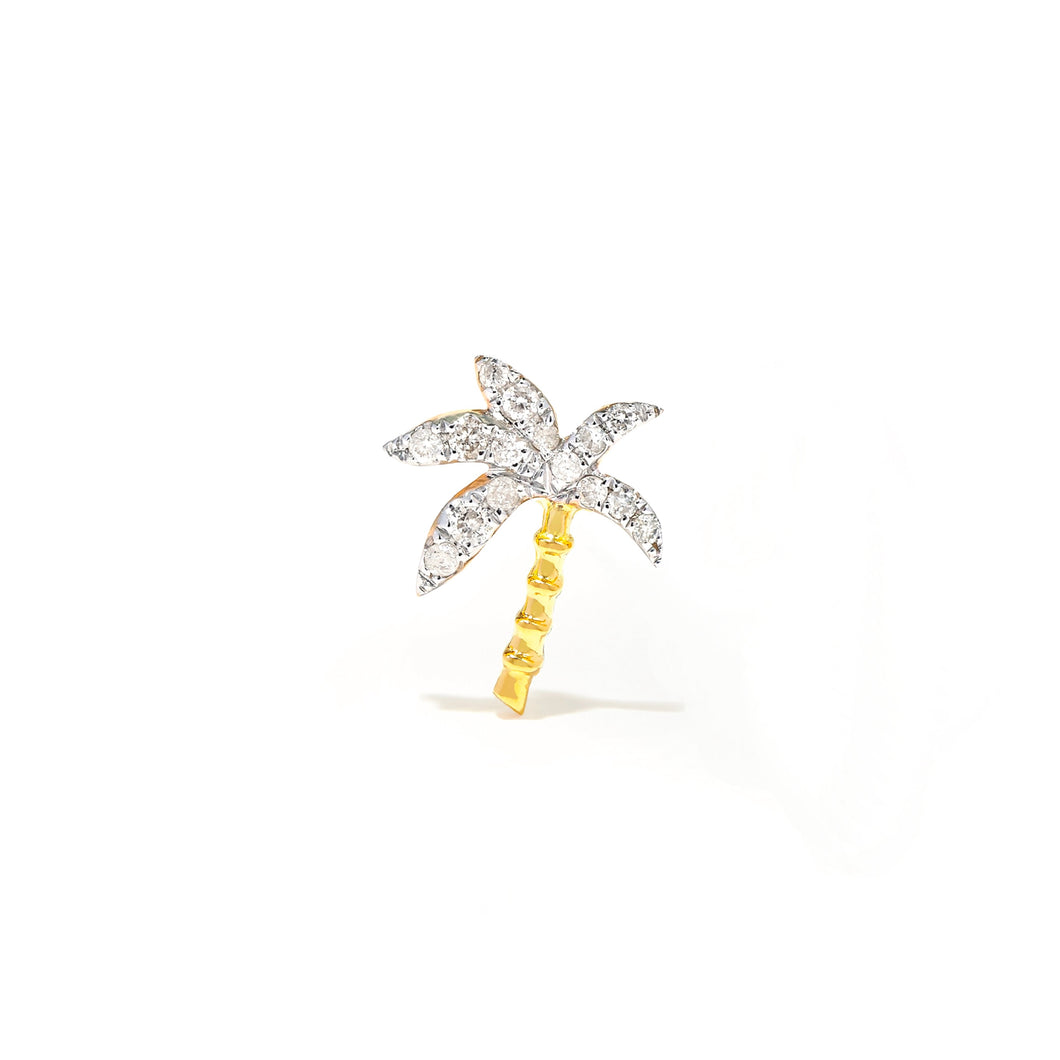 Diamond or Tsavorite Palm Tree Stud Earring