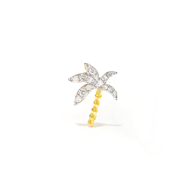 Diamond or Tsavorite Palm Tree Stud Earring