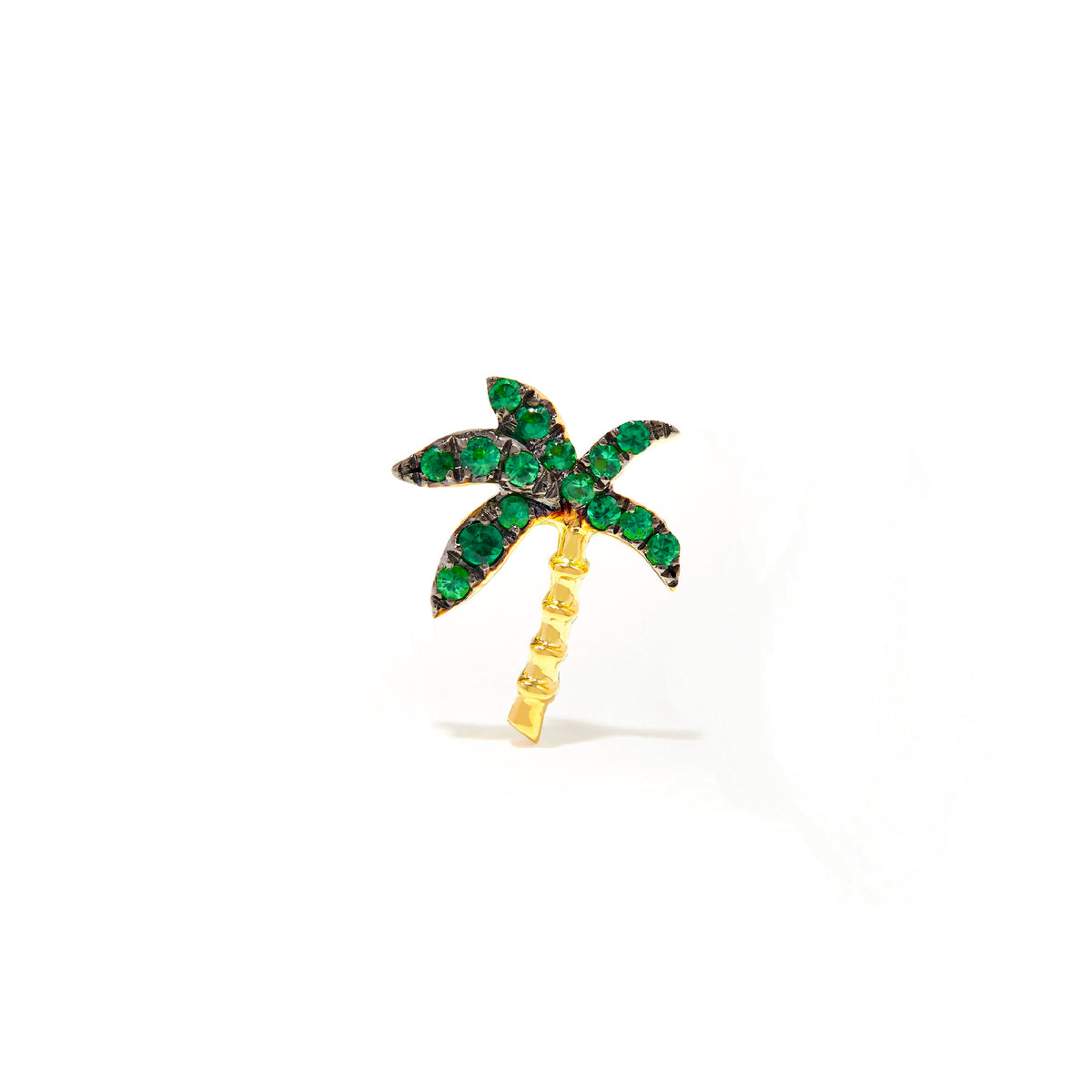 Diamond or Tsavorite Palm Tree Stud Earring