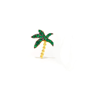 Diamond or Tsavorite Palm Tree Stud Earring