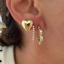 Petite Puffy Gold Heart Stud Earrings 