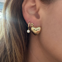 Puffy Gold Heart Stud Earrings