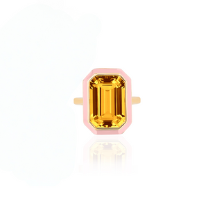 Queen Emerald Cut Gemstone & Enamel Statement Ring