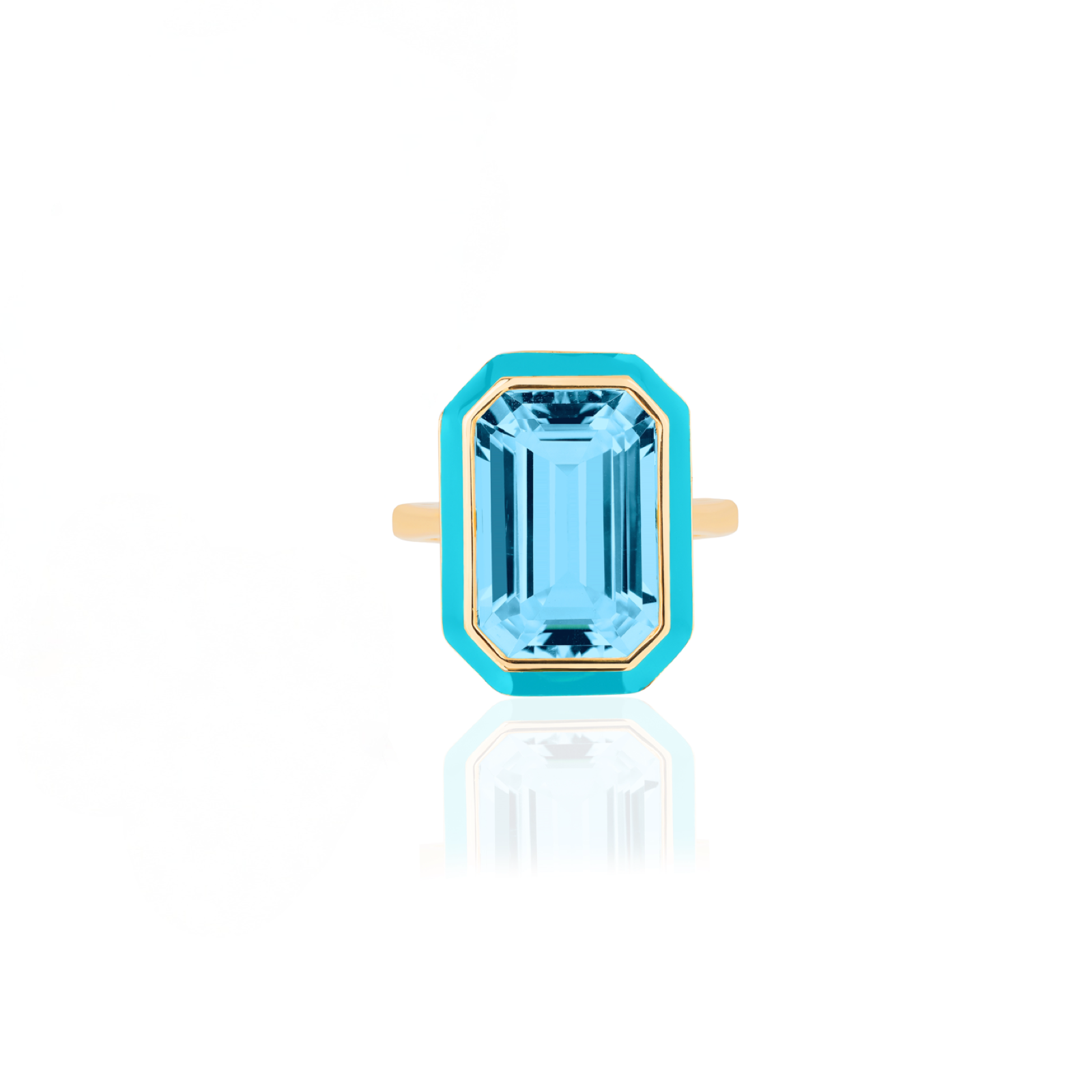 Queen Emerald Cut Gemstone & Enamel Statement Ring