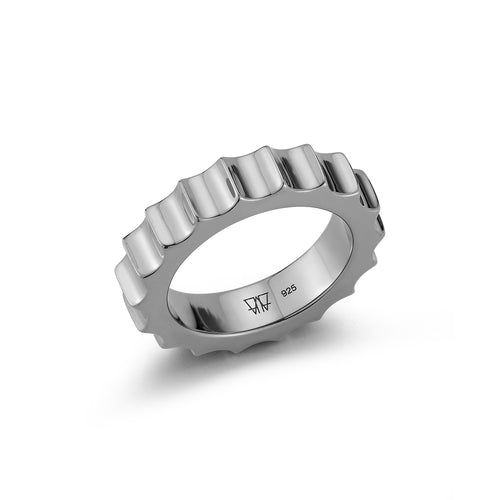 Clive II Sterling Silver Jumbo Fluted Band Men's Ring