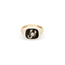 Ceramic & Diamond Zodiac Signet Ring