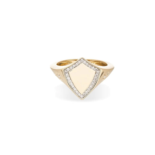 Pavé Diamond Shield Signet Ring