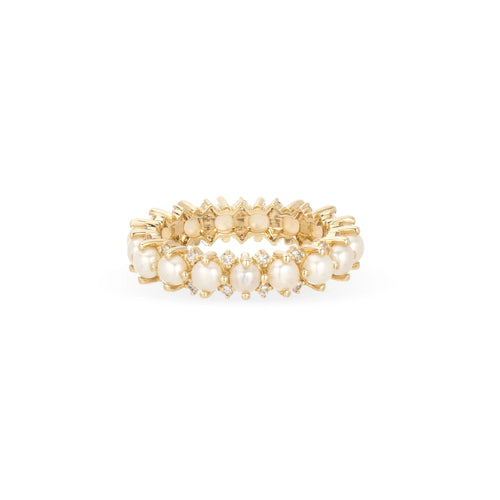 Pearl & Diamond Rounds Eternity Ring