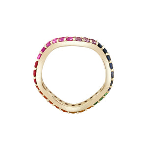 Scallop Rainbow Sapphire Eternity Ring