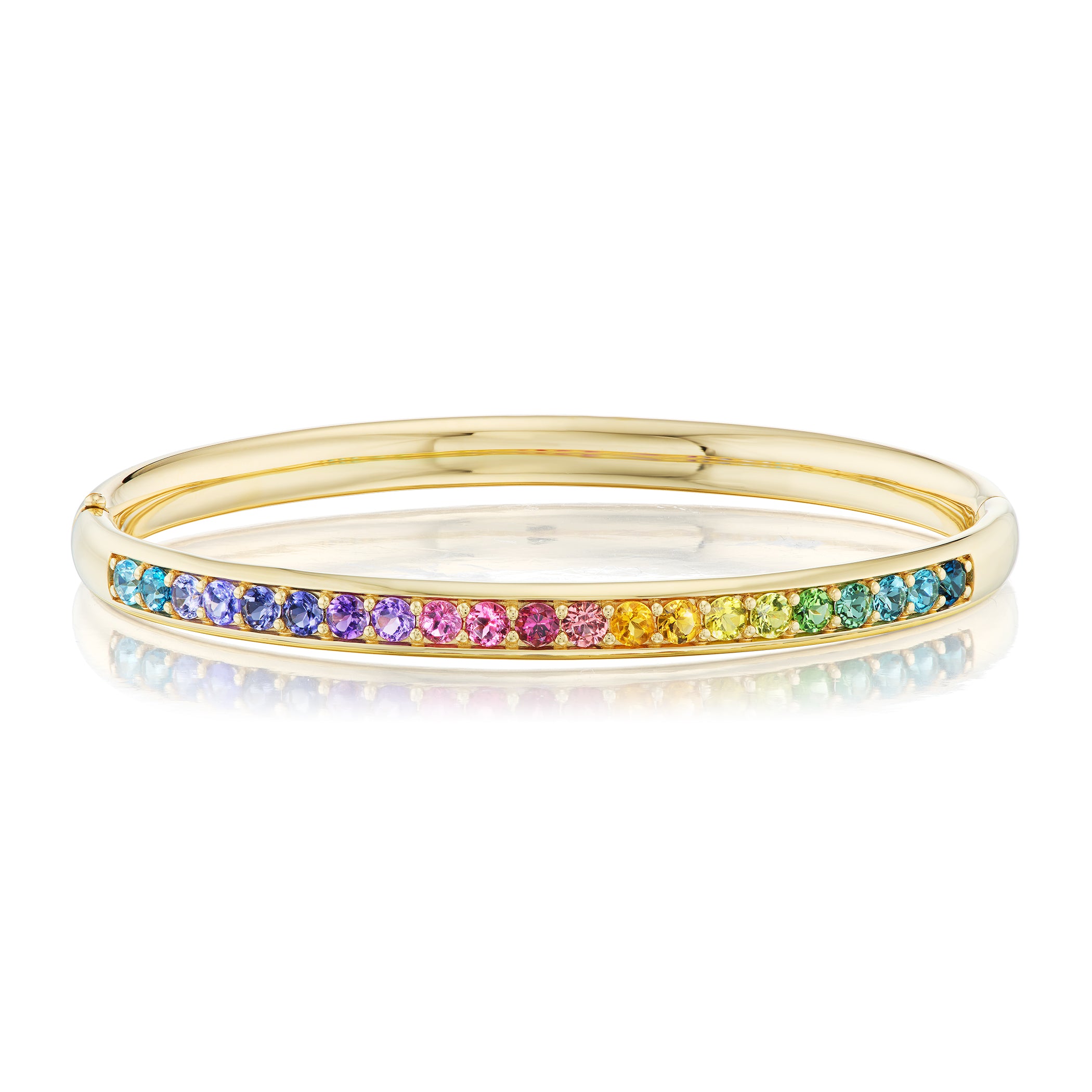 Rainbow Gemstone Comfort Fit Bangle Bracelet