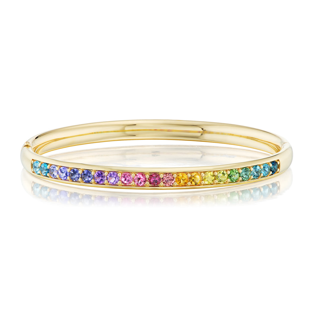 Rainbow Gemstone Comfort Fit Bangle Bracelet