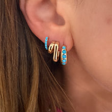 Reversible Diamond & Turquoise Mini Huggie Hoop Earrings