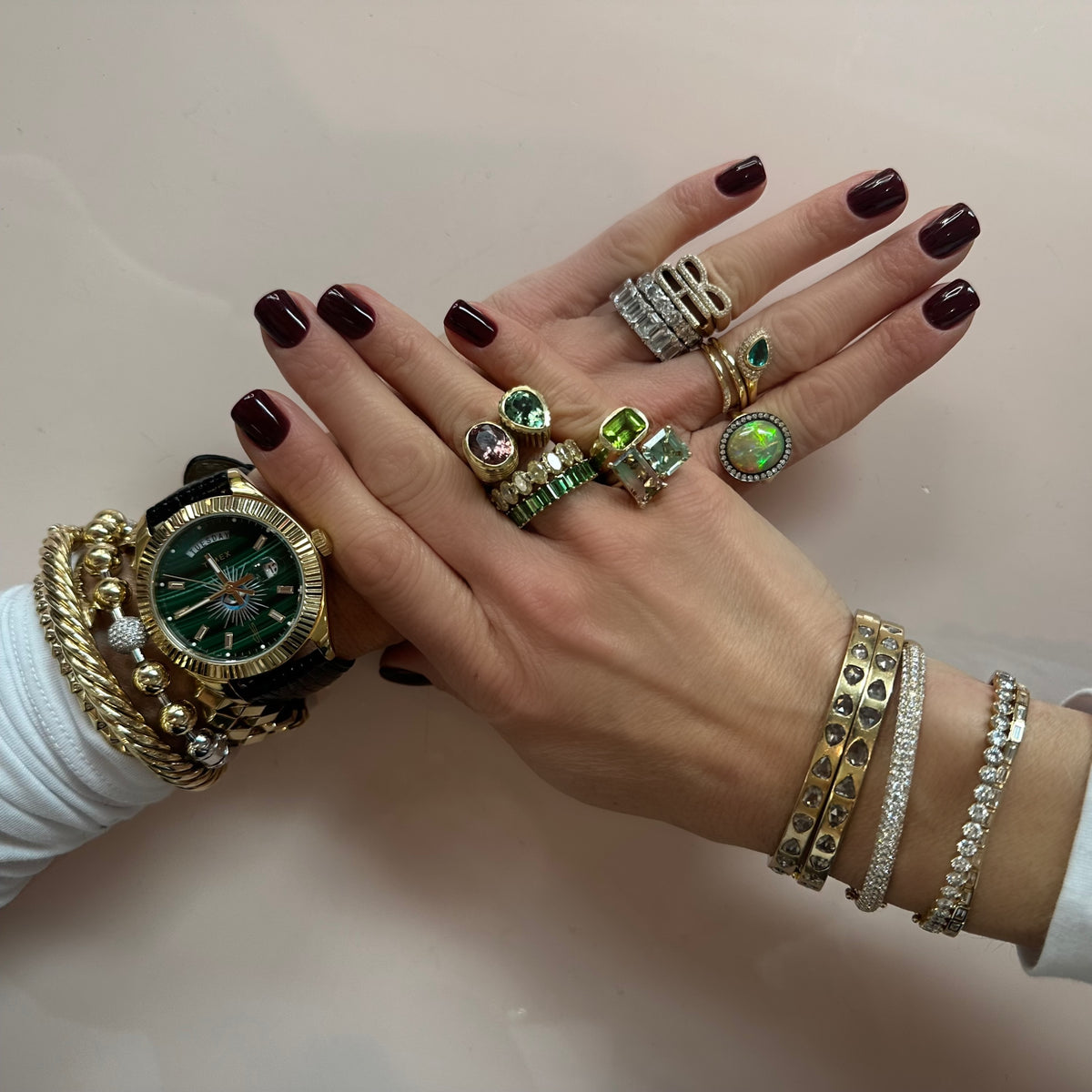 Rosecut Diamond Cuff Bangle Bracelet
