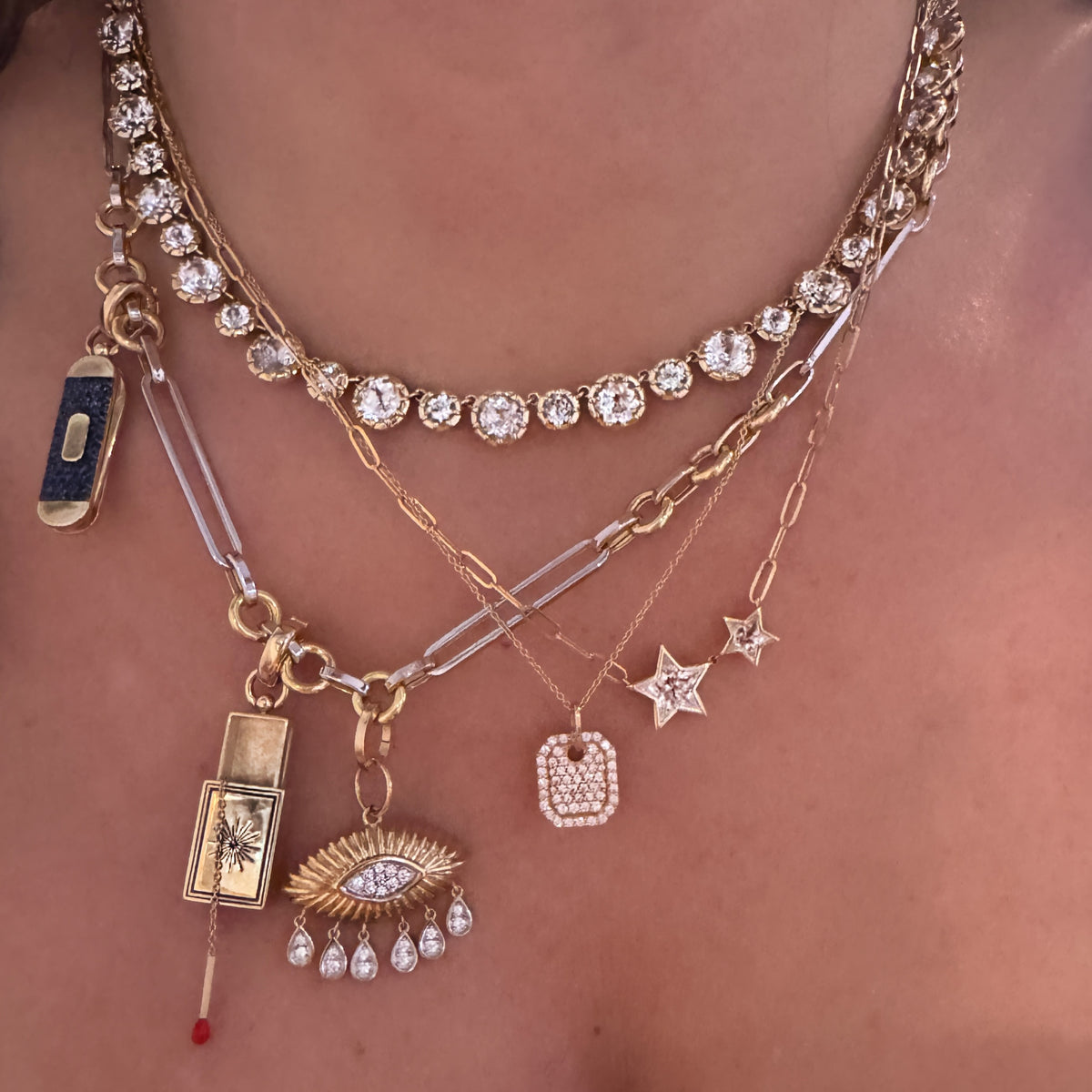 Round Georgian Set White Topaz Tennis Necklace