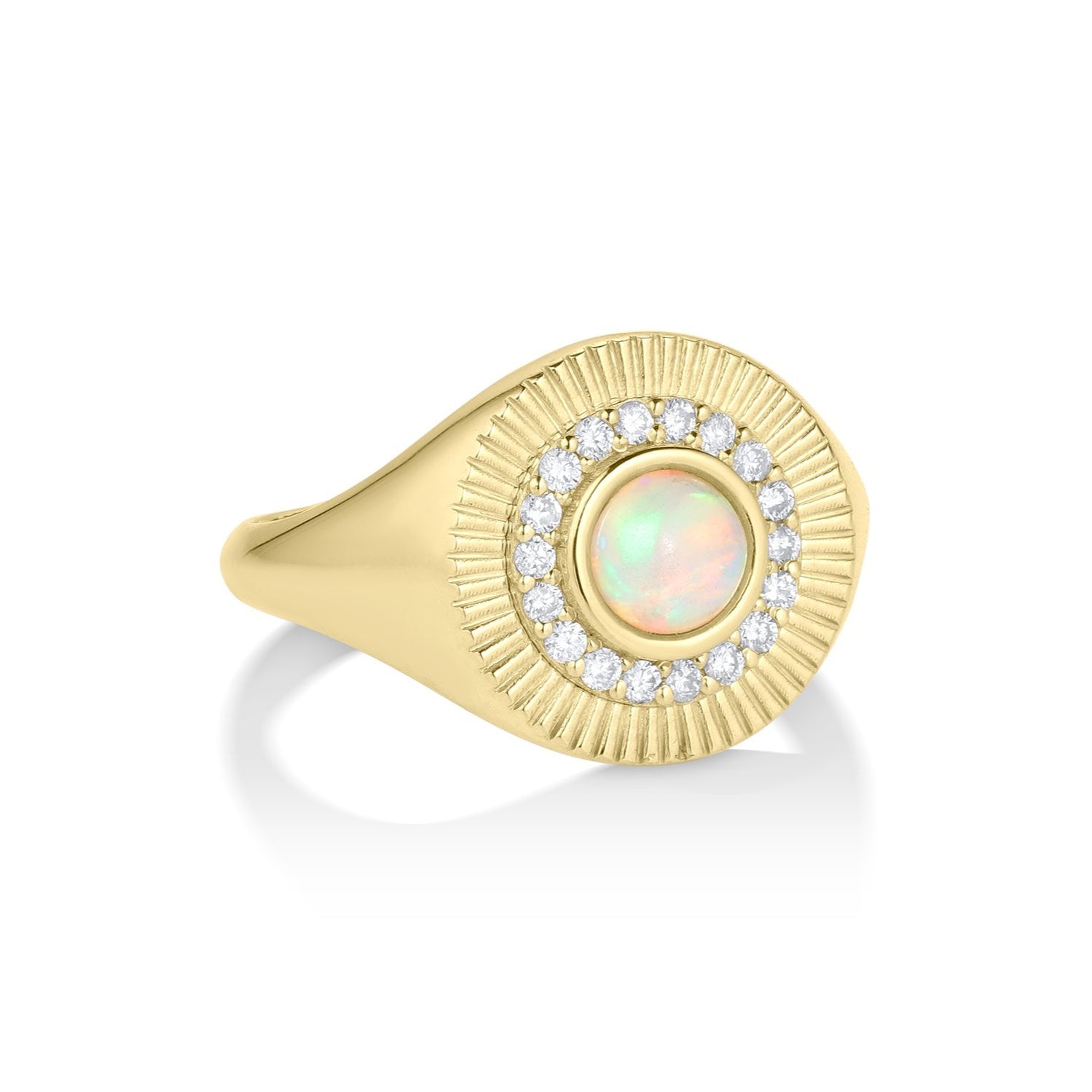 Round Sunbeam Opal Ring