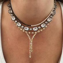 Round Georgian Set White Topaz Tennis Necklace with Black Rhodium