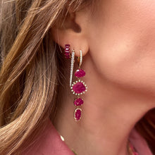 Statement Ruby & Diamond Drop Huggie Hoop Earrings