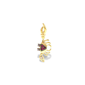 Ruby or Tsavorite Crab Earring with Black & White Diamonds