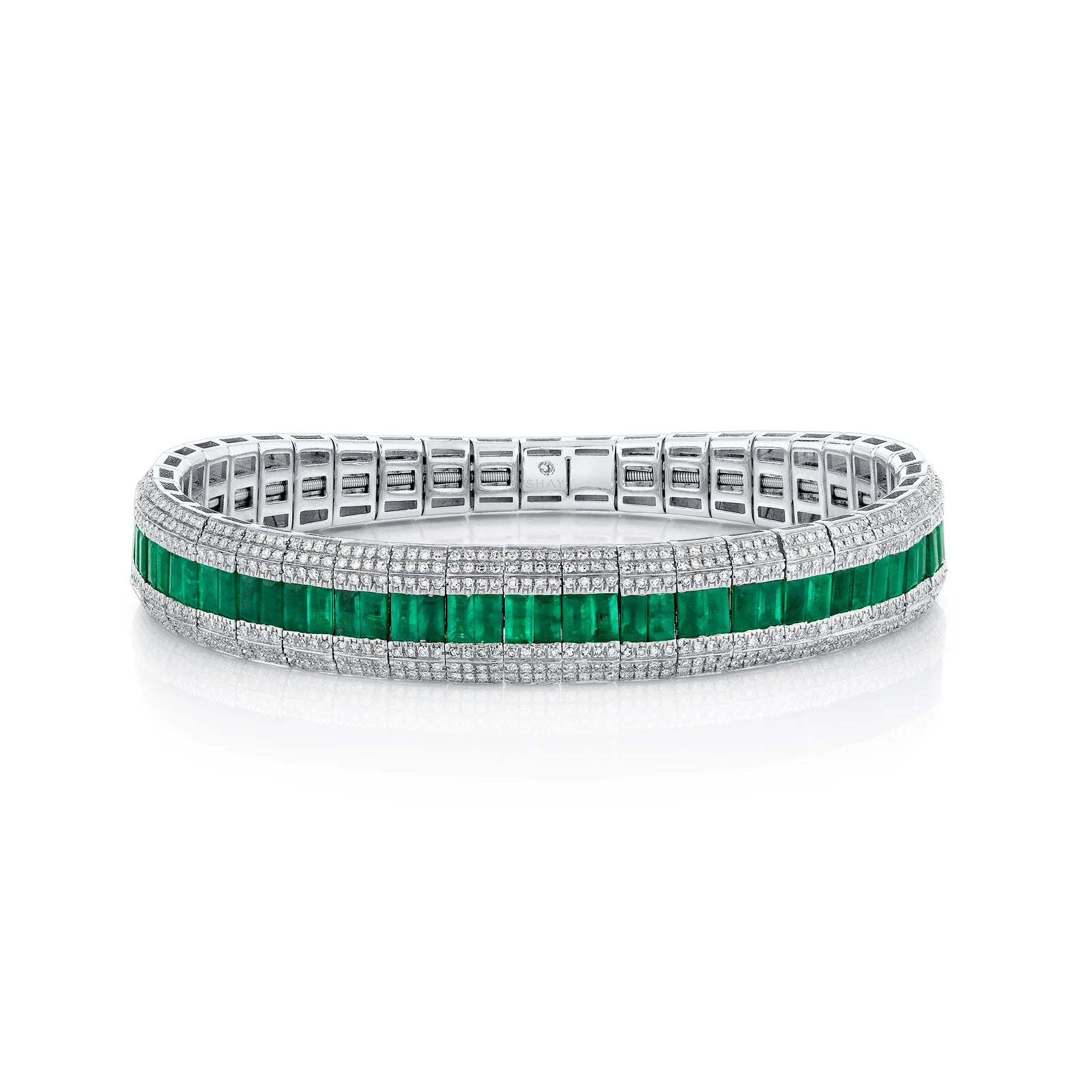 Pave Diamond & Gemstone Scales Stretch Bracelet