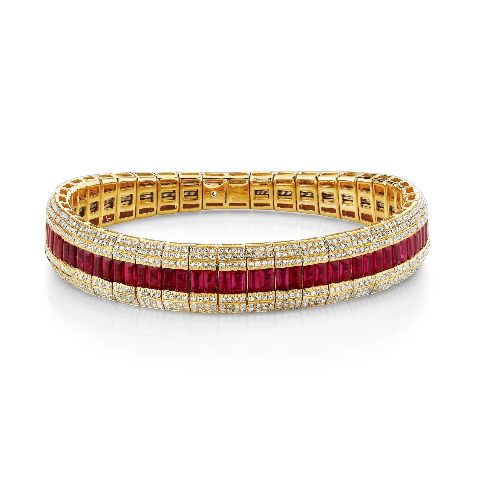 Pave Diamond & Gemstone Scales Stretch Bracelet