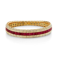 Pave Diamond & Gemstone Scales Stretch Bracelet