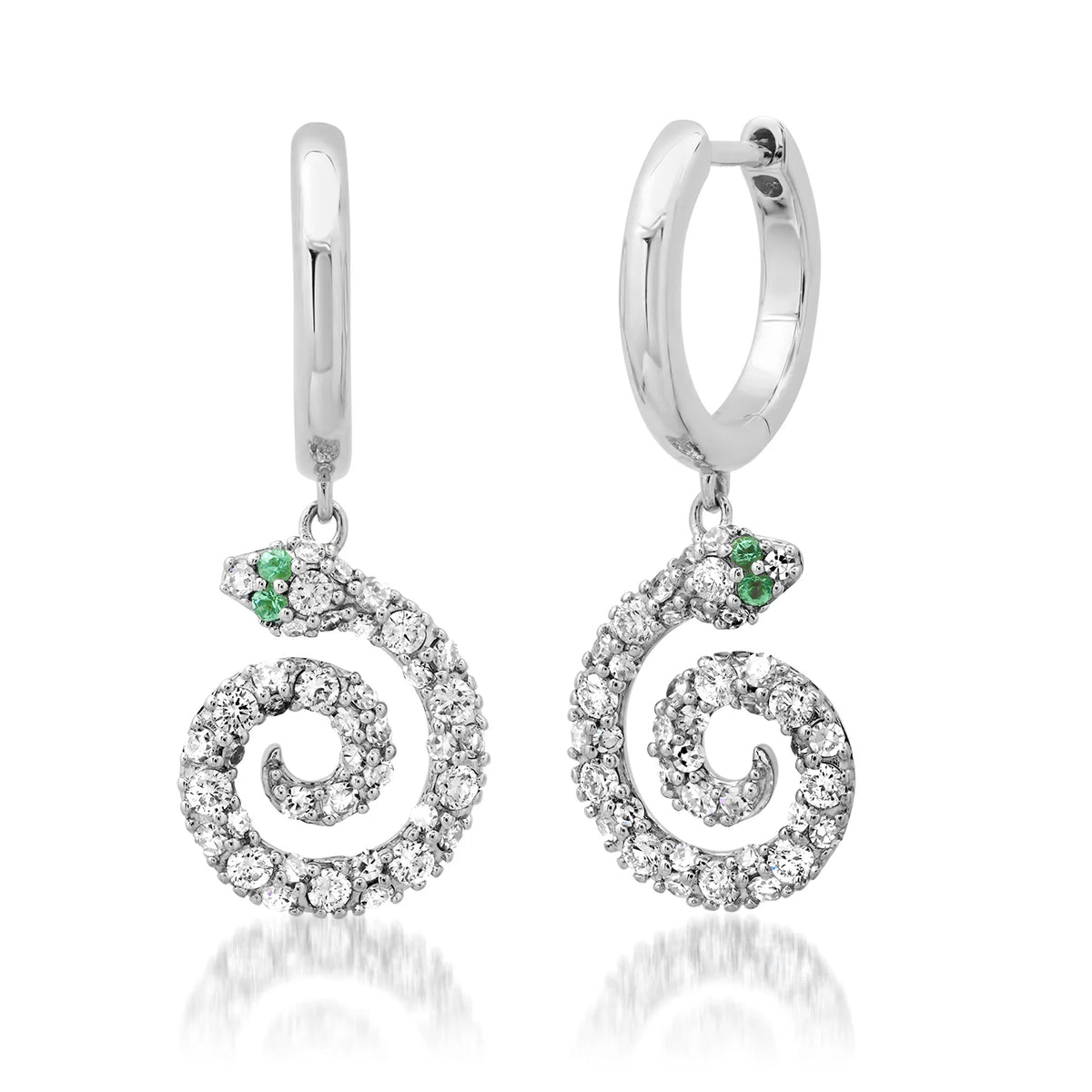 Milestones by AB for Eriness Pave Diamond Snake Huggie Hoop Earrings