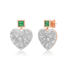 Jumbo Emerald & Pink Sapphire or Diamond Sweetheart Earrings