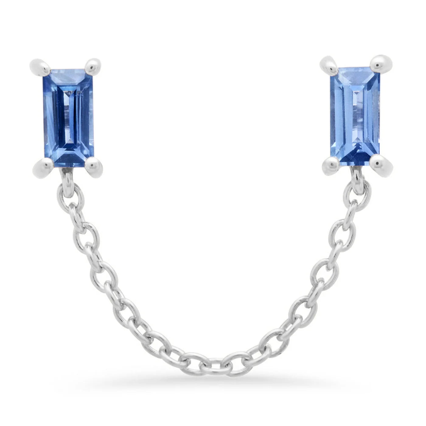 Gemstone Baguette Chain Stud Earrings