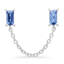 Gemstone Baguette Chain Stud Earrings