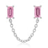 Gemstone Baguette Chain Stud Earrings