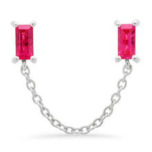 Gemstone Baguette Chain Stud Earrings