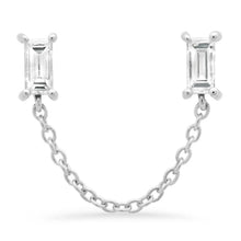 Gemstone Baguette Chain Stud Earrings