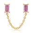 Gemstone Baguette Chain Stud Earrings