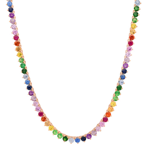 Rainbow Gemstone Tennis Necklace