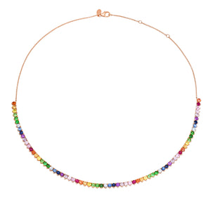 Rainbow Gemstone Tennis Necklace