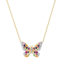 Ombre Semi Precious and Diamond Butterfly Necklace