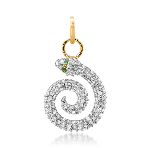 Milestones by AB for Eriness Pave Diamond Coiled Snake Charm Pendant