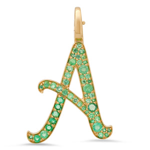Jumbo Pave Gemstone or Diamond Initial Charm