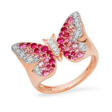 Gemstone & Diamond Ombre Butterfly Signet Ring